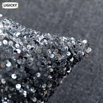 LIGICKY Luxury Series Glitzy Sequin Throw Pillow Covers Sparkling Decorative Glam Glitter Square Cushion Cover Pillow Cases for Sofa Couch Bedroom Home Party Decor (18 x 18 Inches, Silvery Grey)