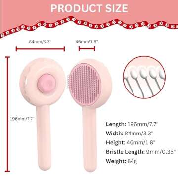 FurCare Self Cleaning Cat Grooming Brush with Release Button - For Shedding, Long Haired, and Indoor Cats/Kittens/Puppies