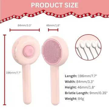 FurCare Self Cleaning Cat Grooming Brush with Release Button - For Shedding, Long Haired, and Indoor Cats/Kittens/Puppies