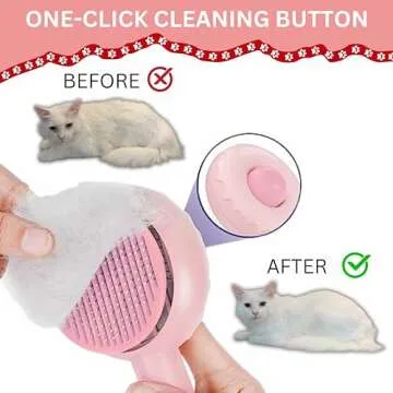 FurCare Self Cleaning Cat Grooming Brush with Release Button - For Shedding, Long Haired, and Indoor Cats/Kittens/Puppies