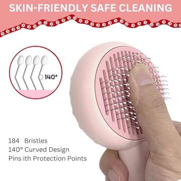 FurCare Self Cleaning Cat Grooming Brush with Release Button - For Shedding, Long Haired, and Indoor Cats/Kittens/Puppies