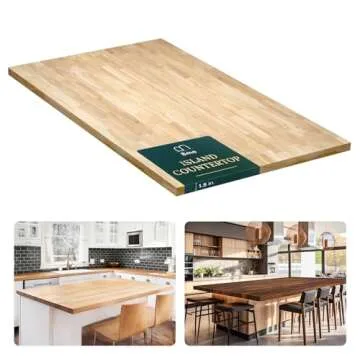 Bme Hevea Solid Wood 6ft L x 39" W Butcher Block Island Countertop, Unfinished Butcher Block Table Top for DIY Washer Dryer/Desktop/Kitchen Countertop, 1.5in Thick