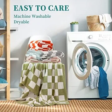 SeaRoomy Ultra Soft Checkered Throw Blanket Pink Decor