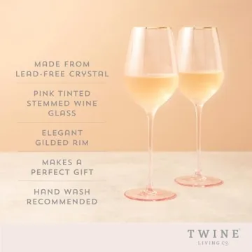 Twine Rose Pink Tinted Wine Glasses Set of 2 with Gold Rim