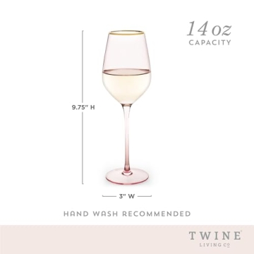 Twine Rose Pink Tinted Wine Glasses Set of 2 with Gold Rim