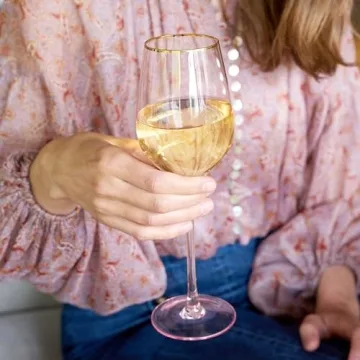 Twine Rose Pink Tinted Wine Glasses Set of 2 with Gold Rim