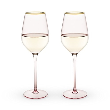 Twine Rose Pink Tinted Wine Glasses Set of 2 with Gold Rim