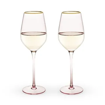 Twine Rose Pink Tinted Wine Glasses Set of 2 with Gold Rim