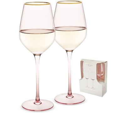 Twine Rose Pink Tinted Wine Glasses Set of 2 with Gold Rim