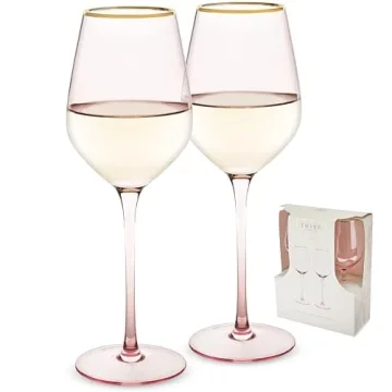 Twine Rose Pink Tinted Wine Glasses Set of 2 with Gold Rim