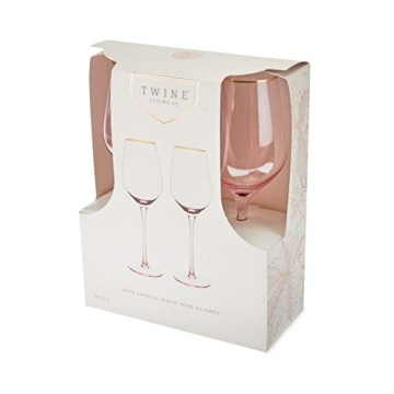 Twine Rose Pink Tinted Wine Glasses Set of 2 with Gold Rim