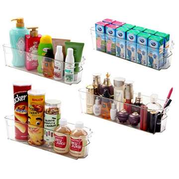 Cadriy Set Of 9 Refrigerator Organizer Bins - Stackable Fridge Organizers for Freezer, Kitchen, Countertops, Cabinets - Clear Plastic Pantry Storage Racks