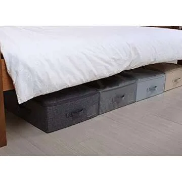 iwill CREATE PRO Ultra Large Under Bed Storage Organizer Box with Lid, Folding Design with 6 Handles, Beige