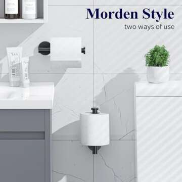 Kitsure Toilet Paper Holder Wall Mount - Sturdy Round Matte Black Toilet Paper Holder for Mega Roll, Premium 304 Stainless Steel Toilet Paper Roll Holder for Bathroom, Washroom, Black