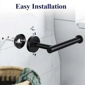 Kitsure Toilet Paper Holder Wall Mount - Sturdy Round Matte Black Toilet Paper Holder for Mega Roll, Premium 304 Stainless Steel Toilet Paper Roll Holder for Bathroom, Washroom, Black