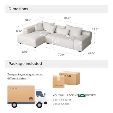 Comfy Modular L Shaped Sectional Sofa for Living Room