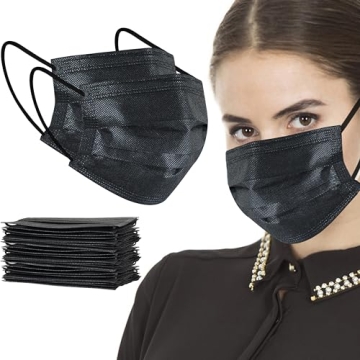 AKGK 100Pcs Black Disposable Face Masks - Comfortable & Protective