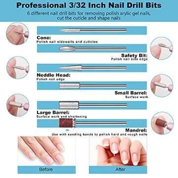 Nail Drill Bits Sanding Bands, 3 Color Coarse Fine Medium Grit Efile Sand Set Size #80#120#180 Elect...