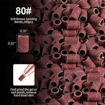 Nail Drill Bits Sanding Bands, 3 Color Coarse Fine Medium Grit Efile Sand Set Size #80#120#180 Electric File Nail Bits 3/32 Inch for Acrylic Gel Nails Cuticle Manicure Pedicure Polisher