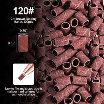 Nail Drill Bits Sanding Bands, 3 Color Coarse Fine Medium Grit Efile Sand Set Size #80#120#180 Electric File Nail Bits 3/32 Inch for Acrylic Gel Nails Cuticle Manicure Pedicure Polisher
