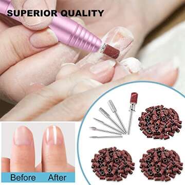 Nail Drill Bits Sanding Bands, 3 Color Coarse Fine Medium Grit Efile Sand Set Size #80#120#180 Electric File Nail Bits 3/32 Inch for Acrylic Gel Nails Cuticle Manicure Pedicure Polisher
