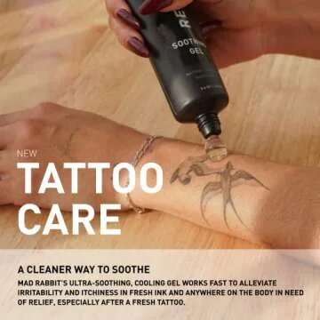 Mad Rabbit Tattoo Aftercare Soothing Gel & Moisturizer As Seen on Shark Tank - Premium Tattoo Supplies for New Tattoo Care, Anti-Itch - Tattoo Care Gel Made with Clean Ingredients