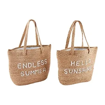 Mud Pie Summer Jute Cooler Tote 13" x 18 1/2"
