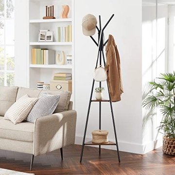 Stylish VASAGLE Coat Rack with Shelves and Hooks