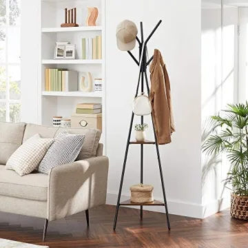 Stylish VASAGLE Coat Rack with Shelves and Hooks