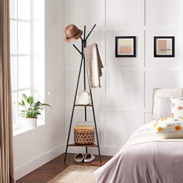 Stylish VASAGLE Coat Rack with Shelves and Hooks
