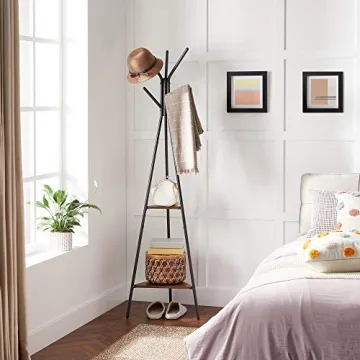 Stylish VASAGLE Coat Rack with Shelves and Hooks