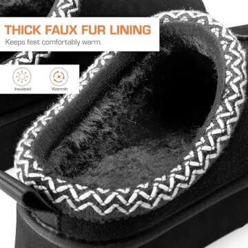 DREAM PAIRS Women's Slippers for Women Genuine Suede Platform Cozy FuzzyEasy Women's Platform Slip-on Slippers Winter Fluffy Warm Comfy Furry Shoes for Outdoor Indoor House,Size 6,Black,SDSL2413W