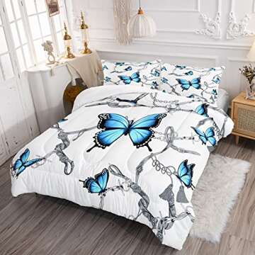 CVHOUSE Butterfly Bedding Set,Butterfly Comforter Queen,Butterfly Comforter Set for Girls Kids Teens...