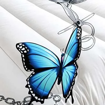 CVHOUSE Butterfly Bedding Set,Butterfly Comforter Queen,Butterfly Comforter Set for Girls Kids Teens,Butterflies Quilt Set with 1 Comforter and 2 Pillow Cases- 3 Piece