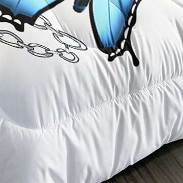 CVHOUSE Butterfly Bedding Set,Butterfly Comforter Queen,Butterfly Comforter Set for Girls Kids Teens,Butterflies Quilt Set with 1 Comforter and 2 Pillow Cases- 3 Piece