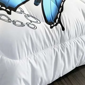 CVHOUSE Butterfly Bedding Set,Butterfly Comforter Queen,Butterfly Comforter Set for Girls Kids Teens,Butterflies Quilt Set with 1 Comforter and 2 Pillow Cases- 3 Piece