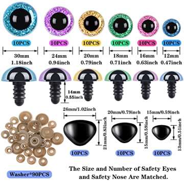UPINS 180Pcs Safety Eyes and Noses for Amigurumi and DIY Crafts