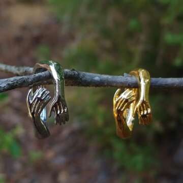 Stylelux Hug Ring, hippie jewelry Silver Rings for Women and Men Silver Hugging Hands Open Ring Jewelry Hug Hands Statement Rings Wedding