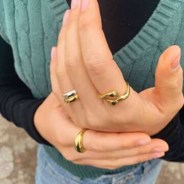 Stylelux Hug Ring, hippie jewelry Silver Rings for Women and Men Silver Hugging Hands Open Ring Jewelry Hug Hands Statement Rings Wedding