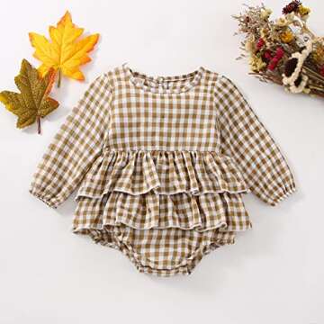 Douhoow Infant Baby Girl Floral Romper Baby Sweatshirt Ruffle Festival Clothes Fall Winter Outfits w...