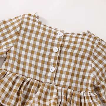 Douhoow Infant Baby Girl Floral Romper Baby Sweatshirt Ruffle Festival Clothes Fall Winter Outfits with Headband (Plaid beige, 6-12 Months)