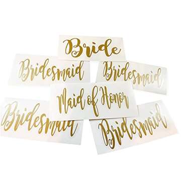 Custom Wedding Party Vinyl Decals ONLY DIY Bridesmaid Tumbler Cup Champagne Glasses Maid of Honor Gi...
