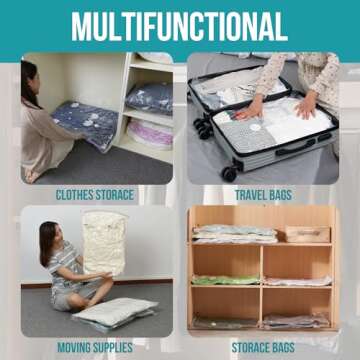 AirBaker 10 Pack (Medium) Vacuum Storage Bags, Space Saver Sealer Bags for Clothes Comforters Blankets Pillows with Travel Hand Pump