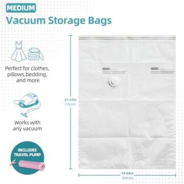 AirBaker 10 Pack (Medium) Vacuum Storage Bags, Space Saver Sealer Bags for Clothes Comforters Blankets Pillows with Travel Hand Pump