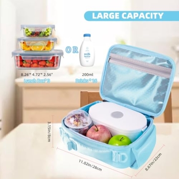 DWBAG Kids Insulated Lunch Box Light Blue Cooler Bag