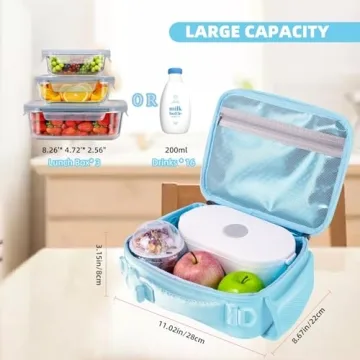 DWBAG Kids Insulated Lunch Box Light Blue Cooler Bag