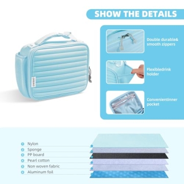 DWBAG Kids Insulated Lunch Box Light Blue Cooler Bag