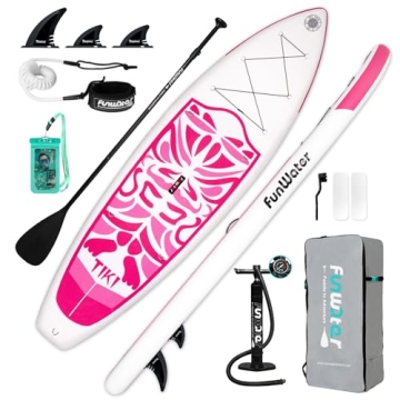 FunWater Inflatable 10'6"×33"×6" Ultra-Light SUP for All Skill Levels Everything Included with Sta...