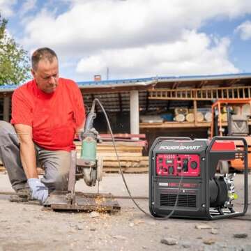 PowerSmart Portable Inverter Generator 4450W, Gas Powered, CO-Sensor, EPA Compliant, Lightweight & Quiet for Home Use and Emergency Backup, Camping