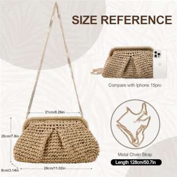 XSUIOY Straw Clutch Purse for Women Small Woven Dumpling Bag Summer Straw Beach Bag Crossbody Croche...